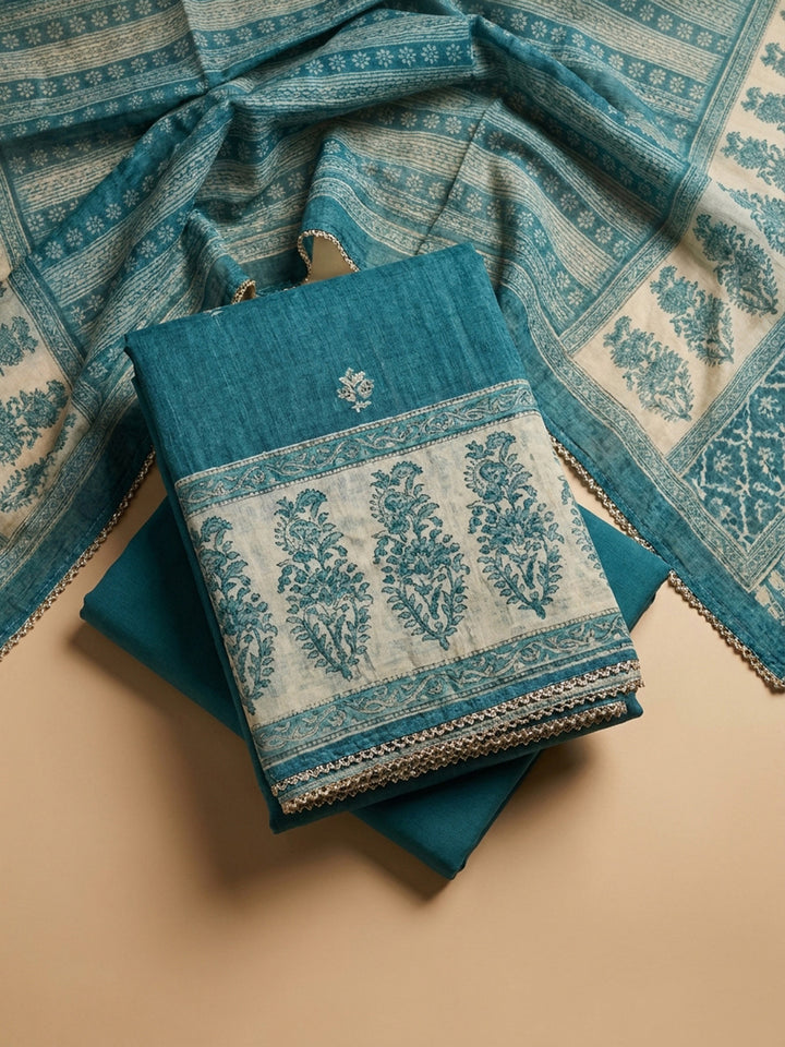 Firozee Printed Chanderi Unstitched Dress Material