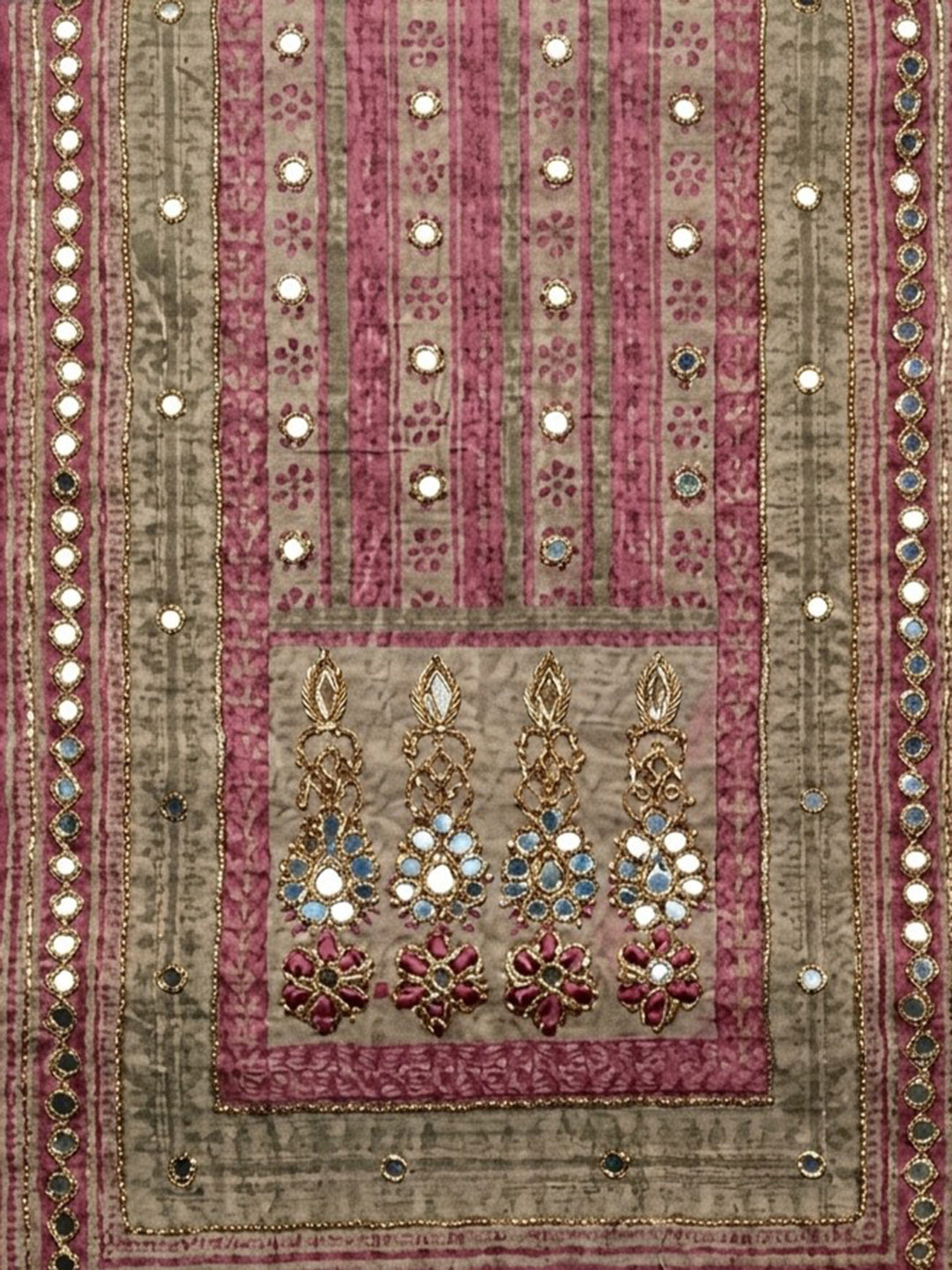 Onion Pink Printed Chanderi Unstitched Dress Material