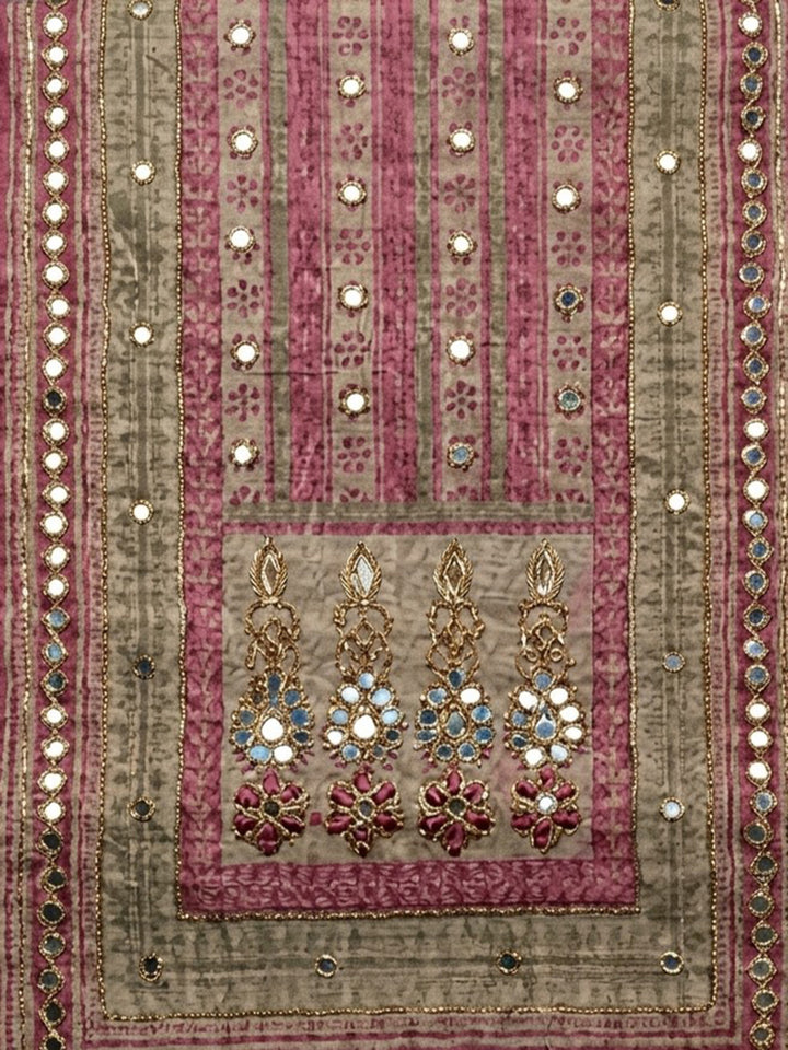 Onion Pink Printed Chanderi Unstitched Dress Material