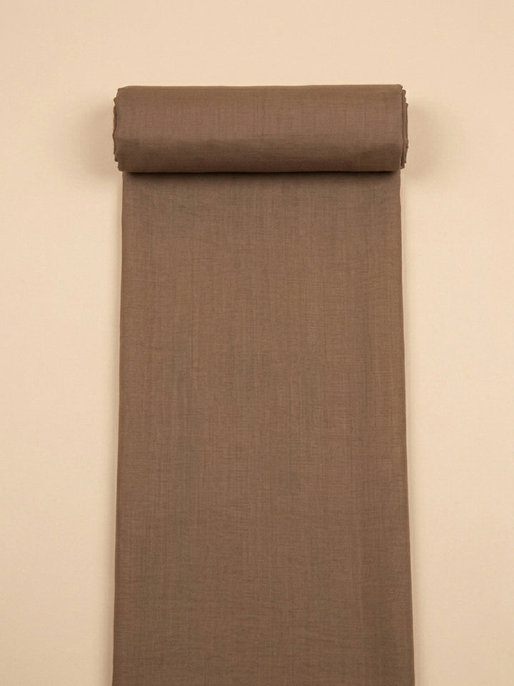Brown Printed Linen Blend Unstitched Dress Material