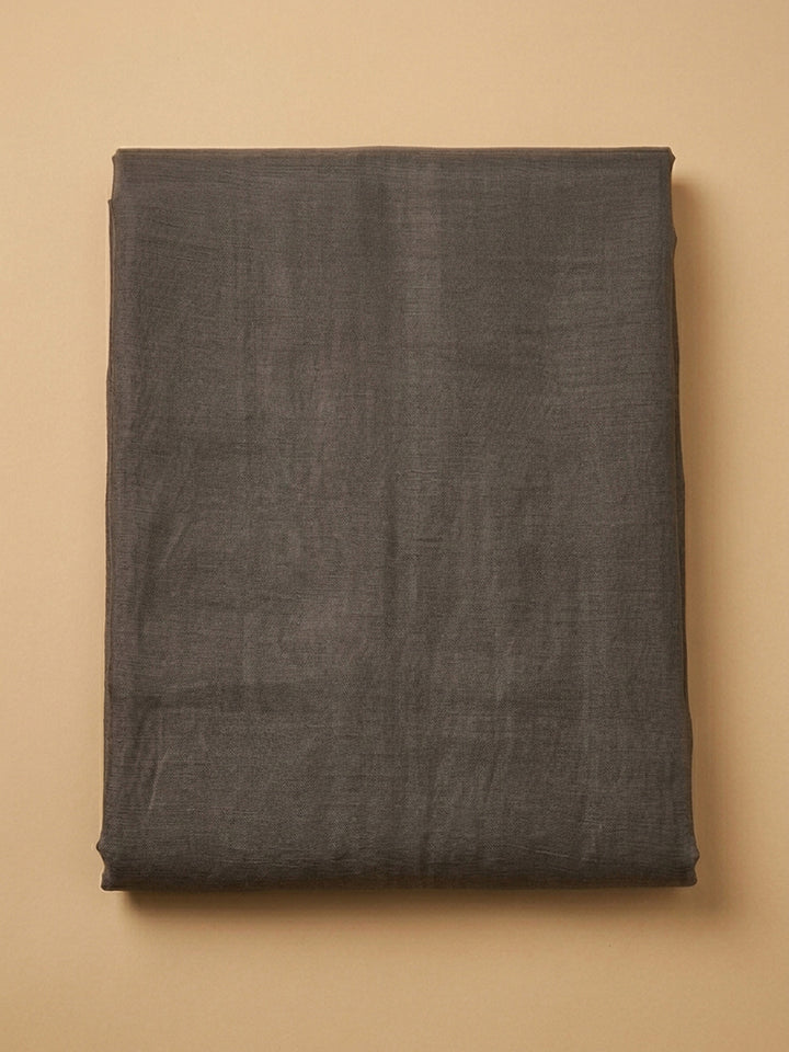 Grey Printed Linen Blend Unstitched Dress Material