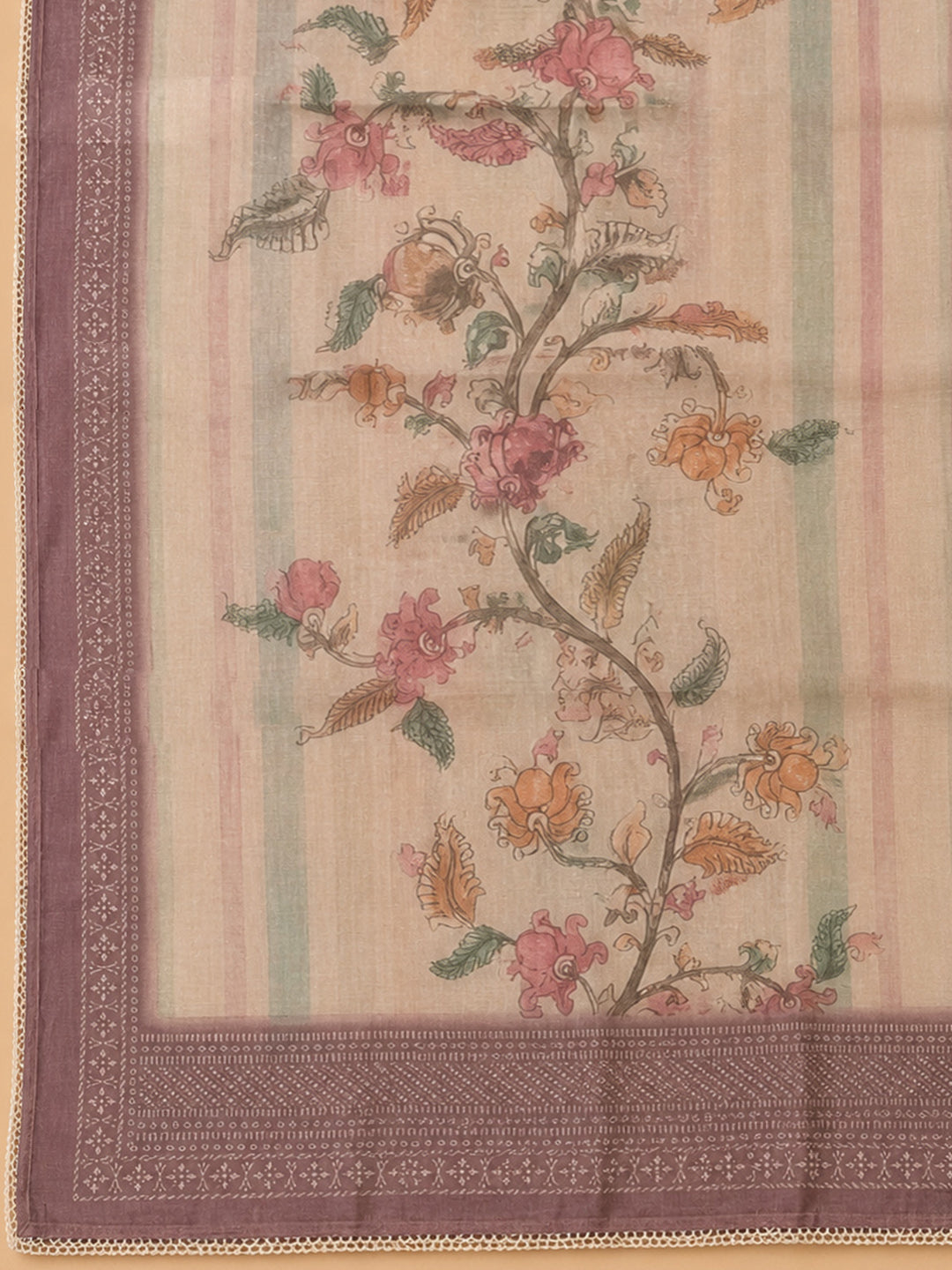 Onion Pink Printed Linen Blend Unstitched Dress Material