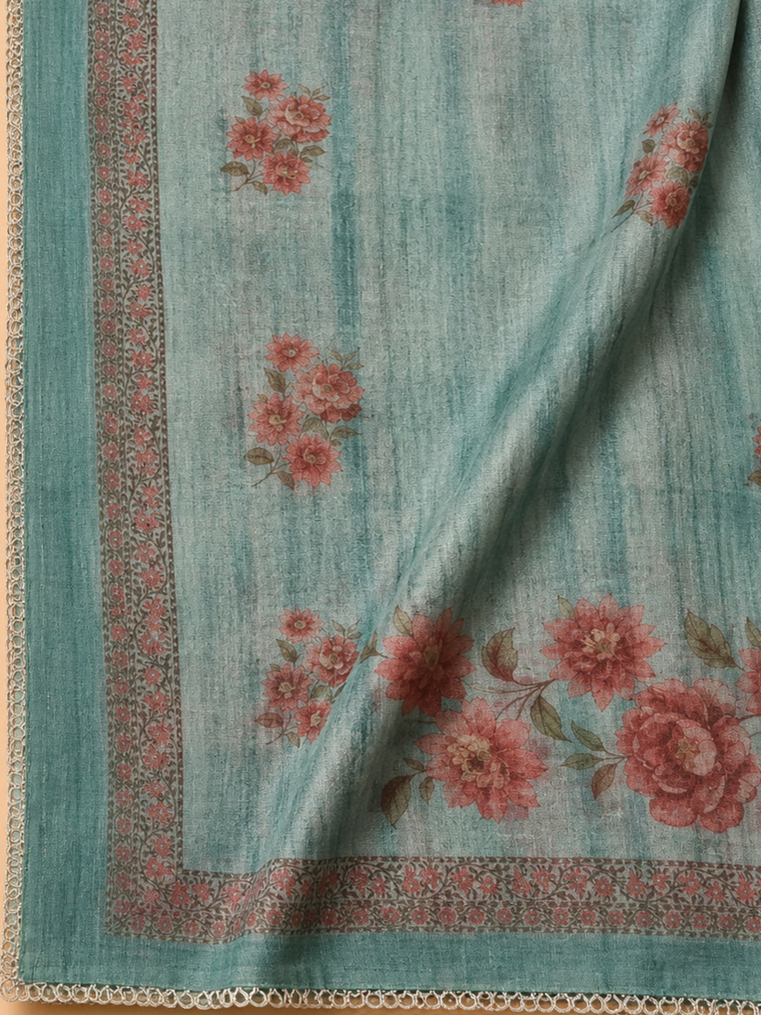 Rama Green Embroidery Chanderi Unstitched Dress Material
