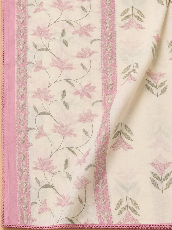 Pink Embroidery Cotton Blend Unstitched Dress Material