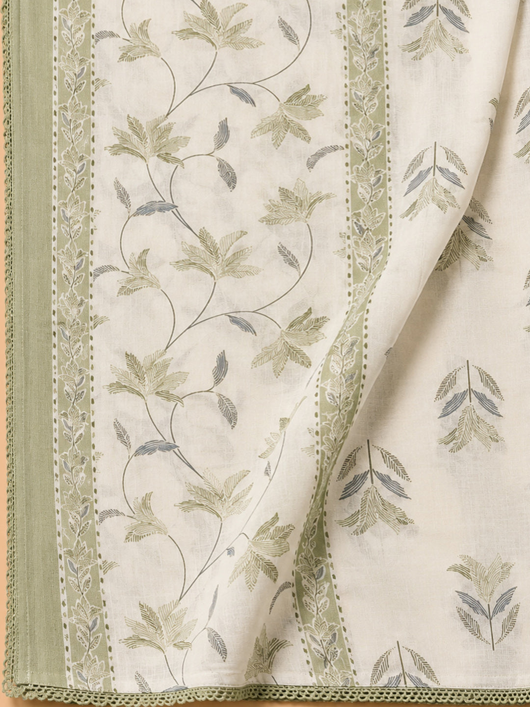 Pista Green Embroidery Cotton Blend Unstitched Dress Material