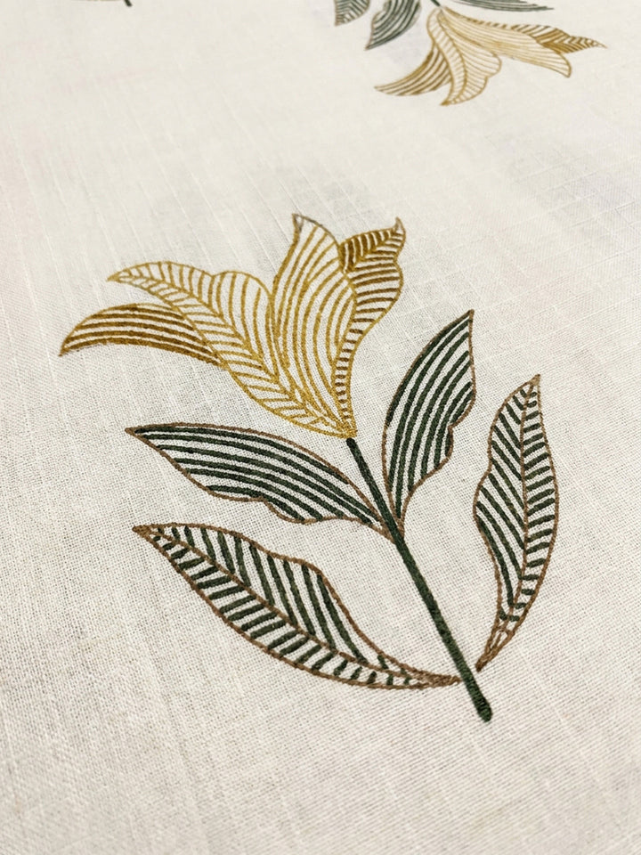 Yellow Embroidery Cotton Blend Unstitched Dress Material