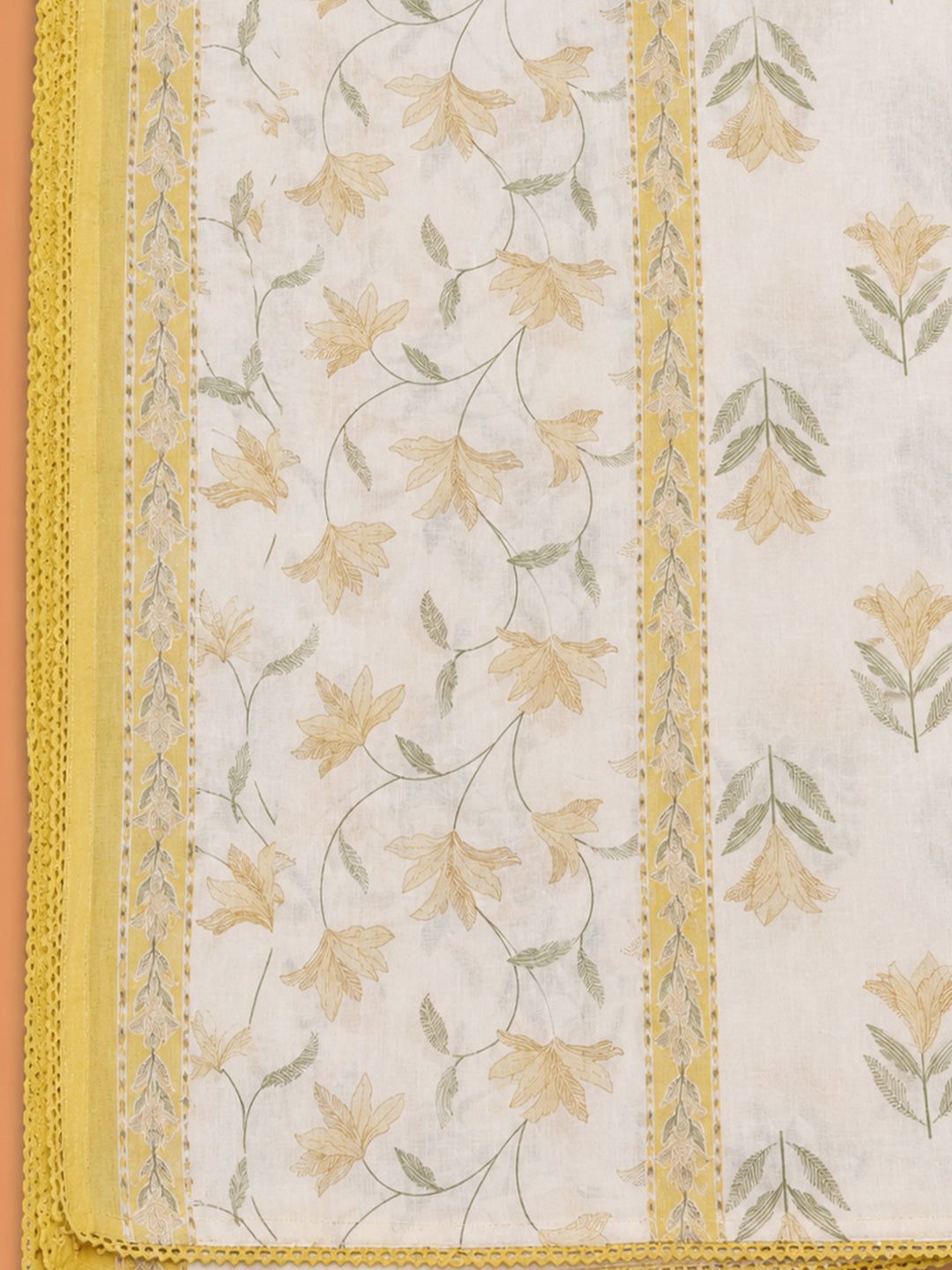 Mustard Embroidery Cotton Blend Unstitched Dress Material
