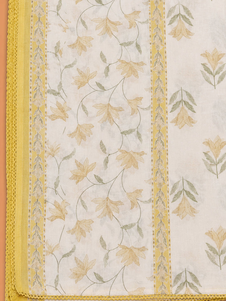 Mustard Embroidery Cotton Blend Unstitched Dress Material