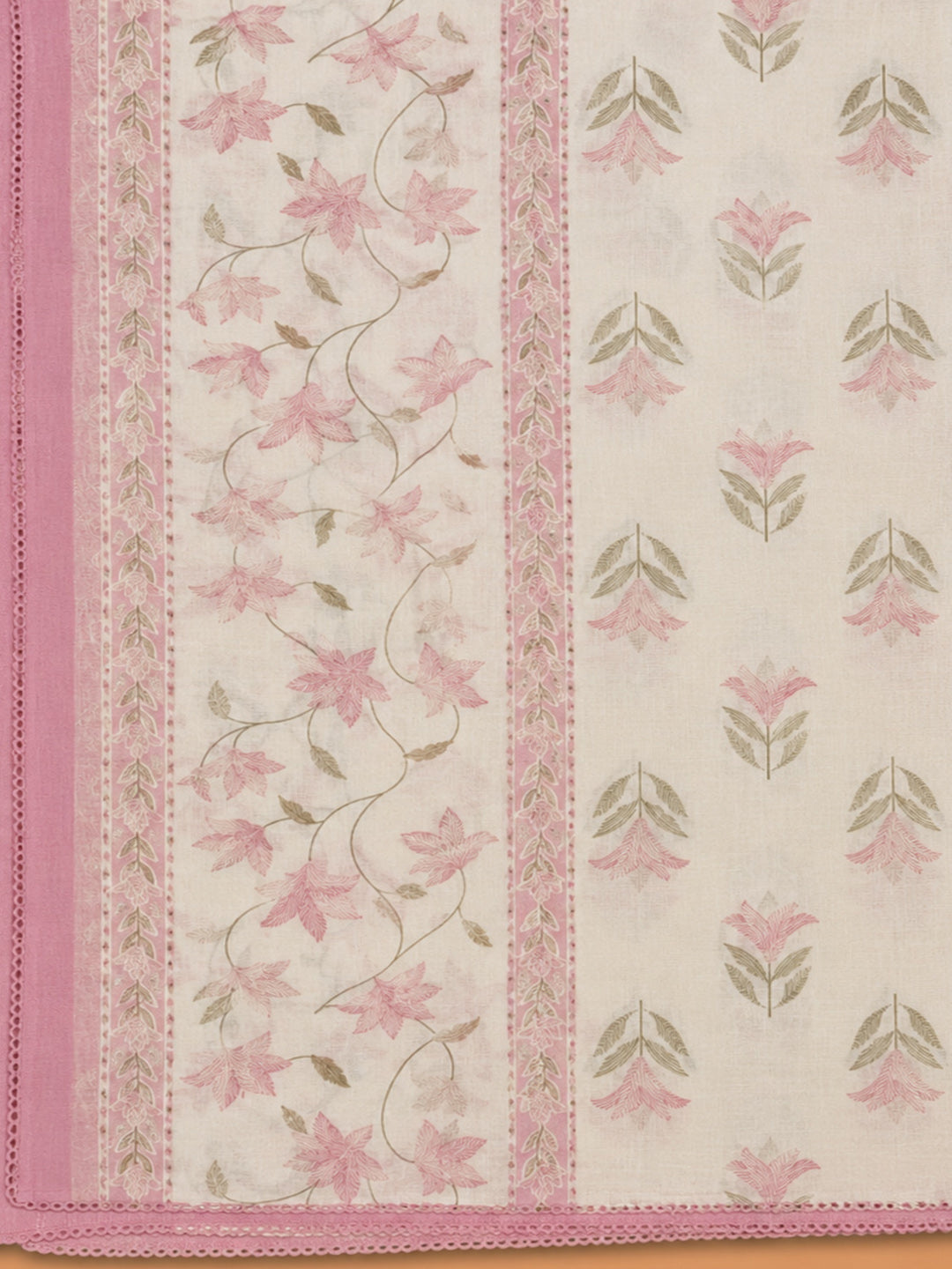 Pink Embroidery Cotton Blend Unstitched Dress Material