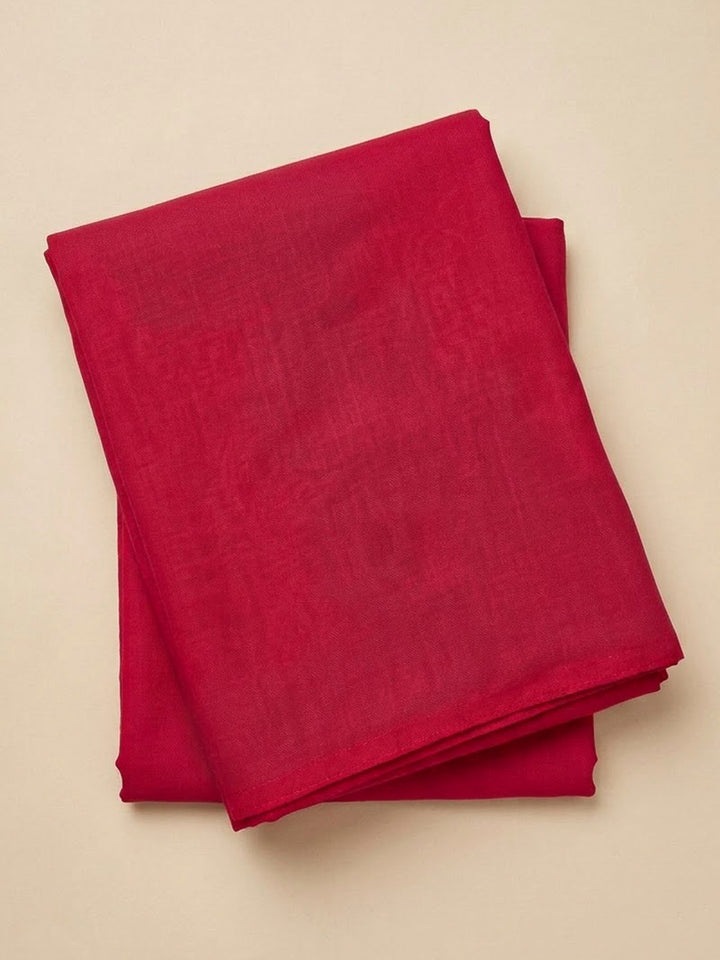 Hot Pink Chanderi Printed Unstitched Dress Material