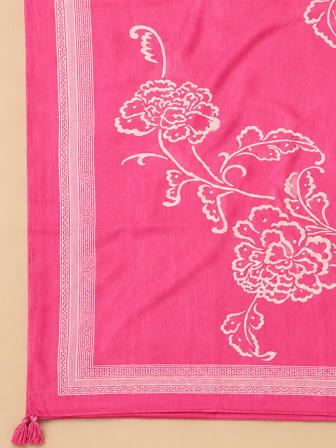 Pink Chanderi Printed Unstitched Dress Material