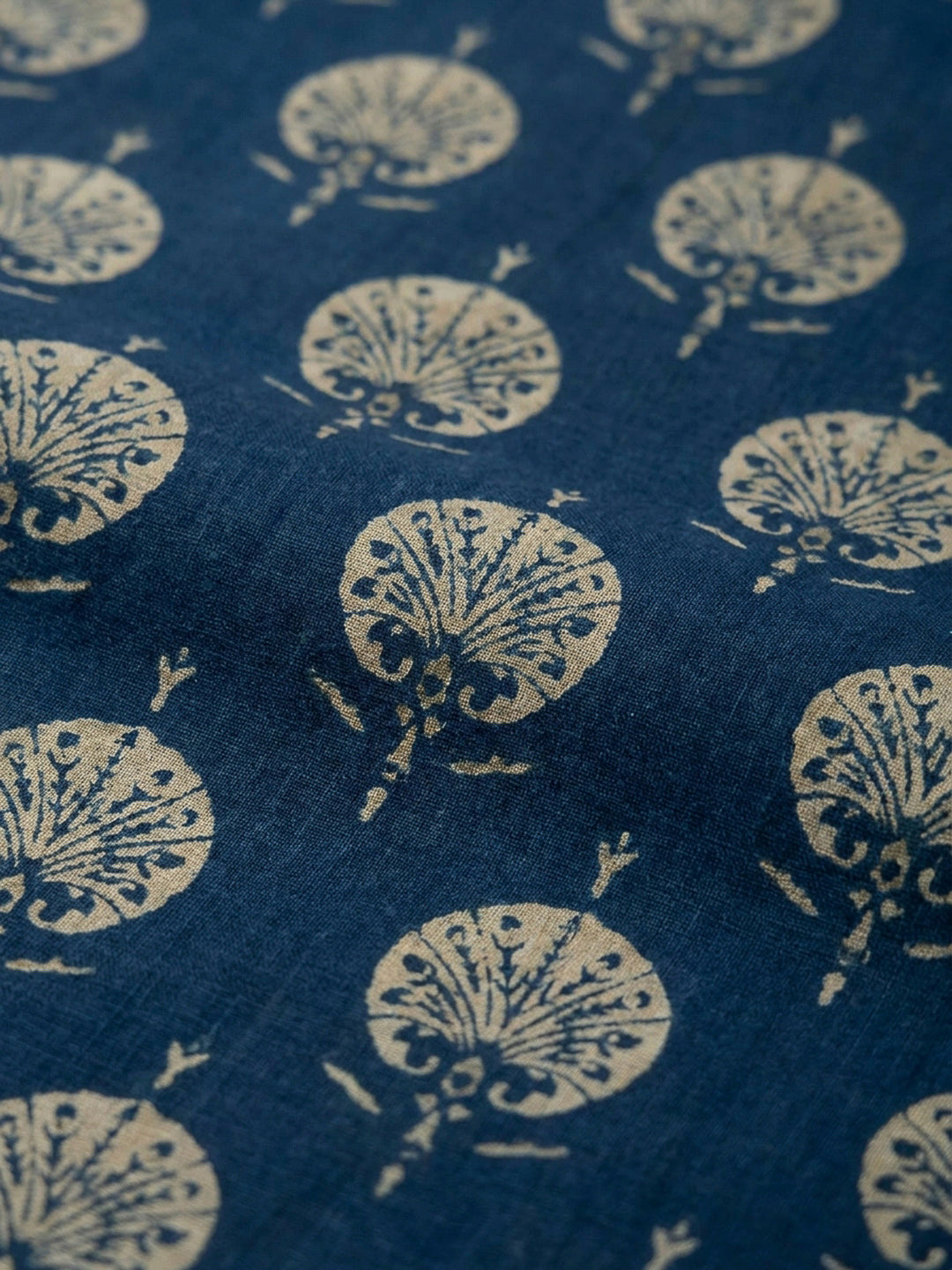 Indigo Printed Chanderi Unstitched Dress Material
