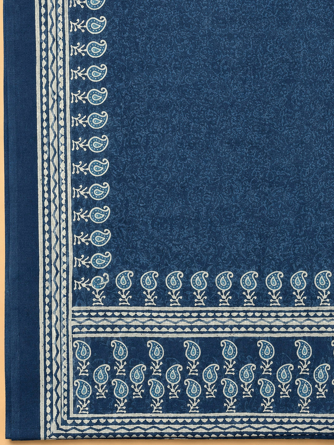 Indigo Printed Chanderi Unstitched Dress Material