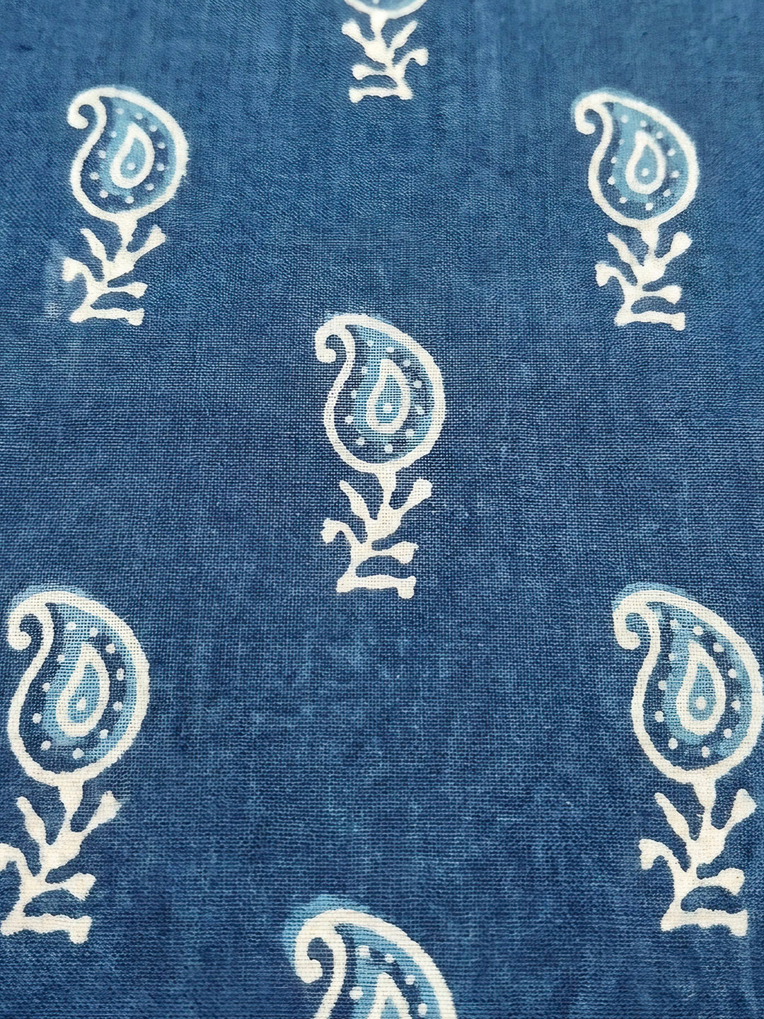 Indigo Printed Chanderi Unstitched Dress Material