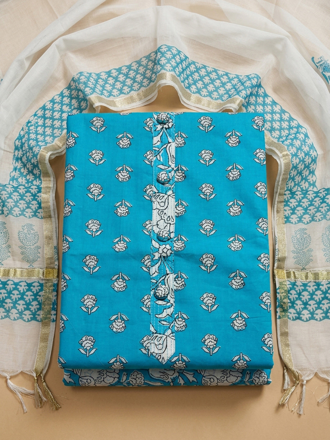 Firozee Printed Cotton Blend Unstitched Dress Material