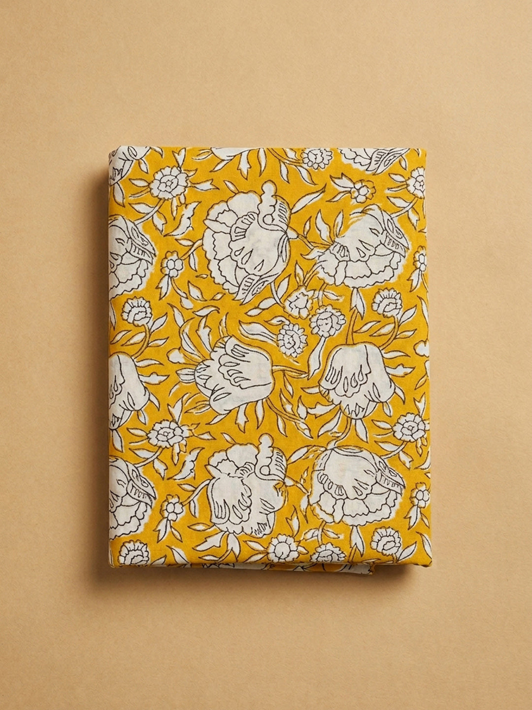 Mustard Printed Cotton Blend Unstitched Dress Material