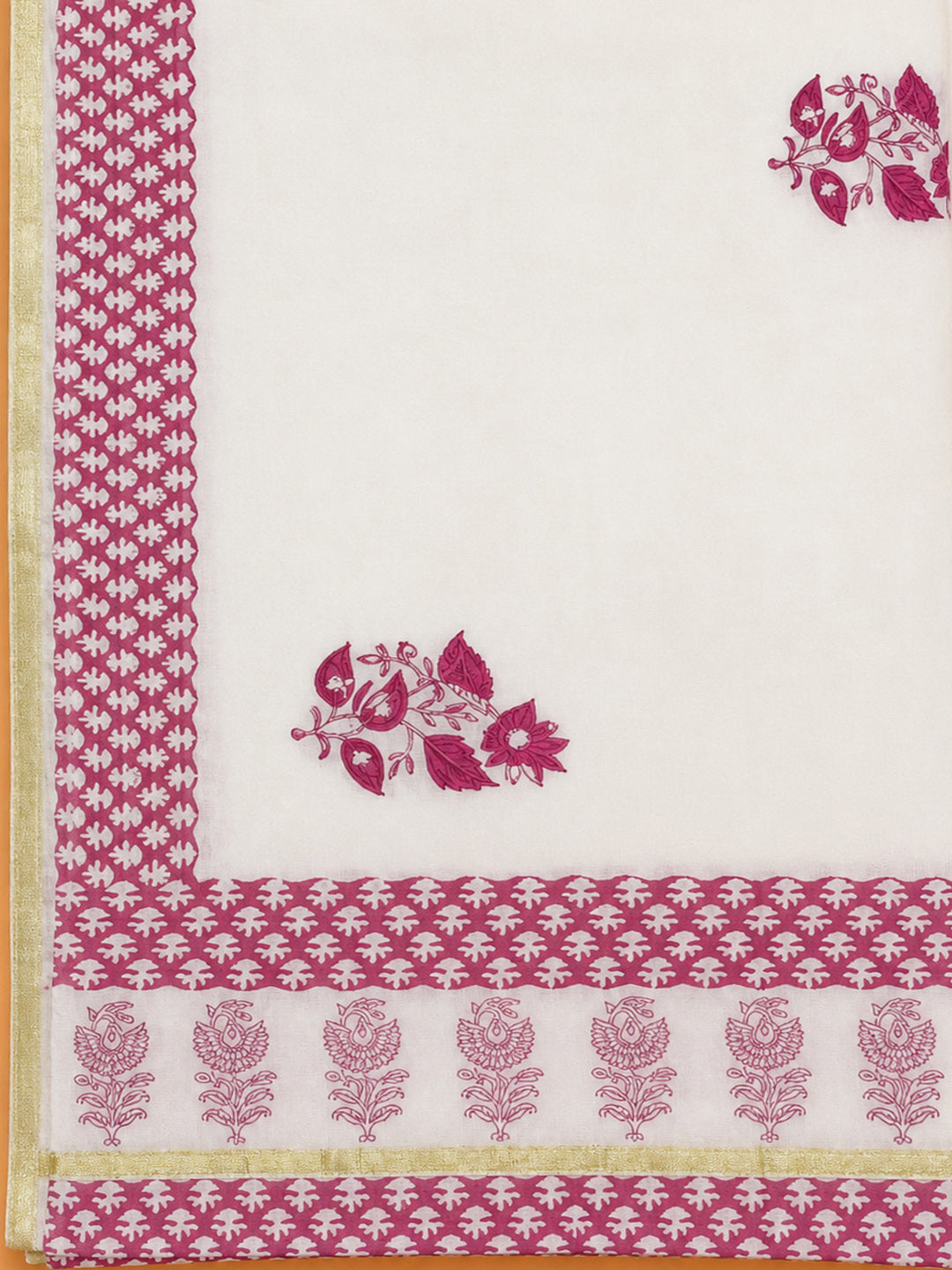 Onion Pink Printed Cotton Blend Unstitched Dress Material