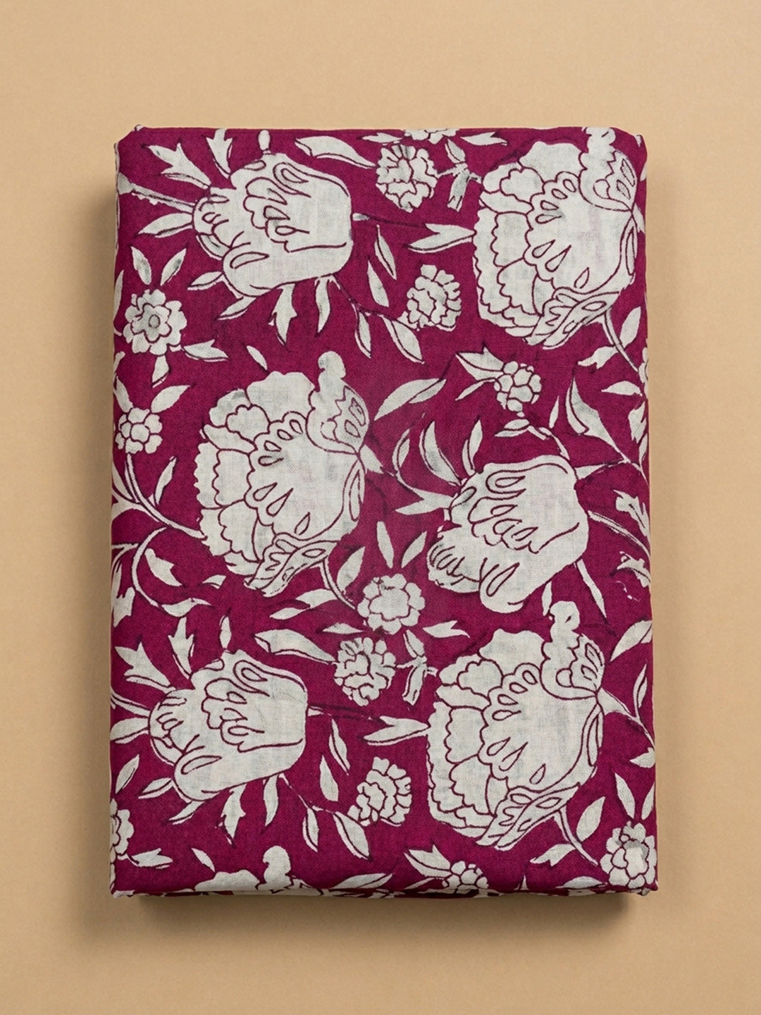 Onion Pink Printed Cotton Blend Unstitched Dress Material