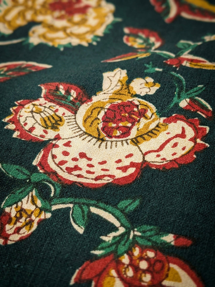 Green Printed Cotton Blend Unstitched Dress Material