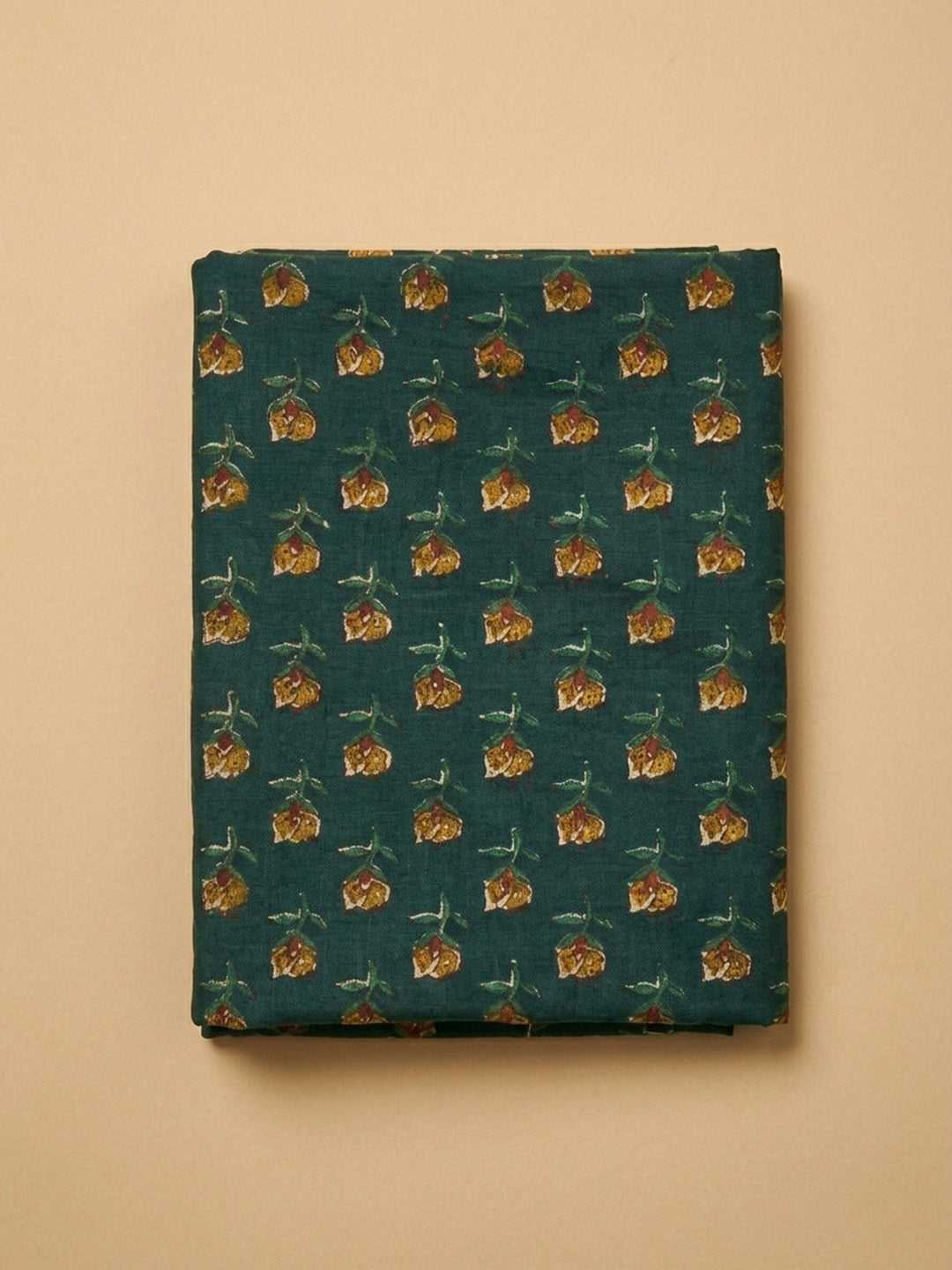 Green Printed Cotton Blend Unstitched Dress Material