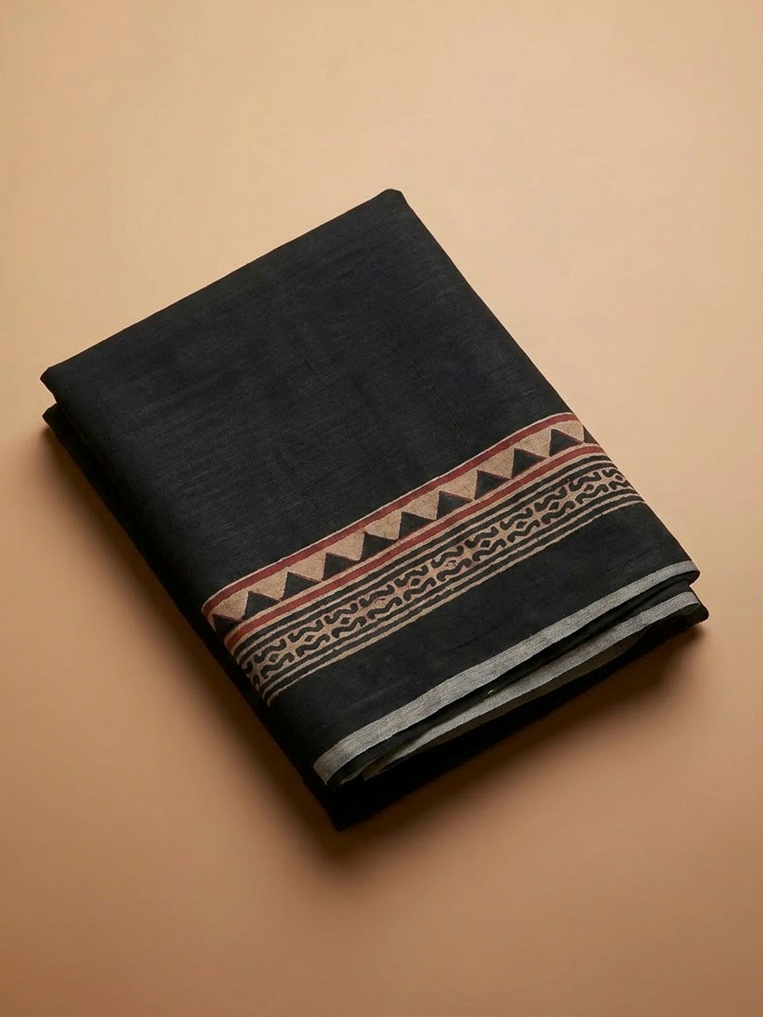 Black Chanderi Printed Unstitched Dress Material