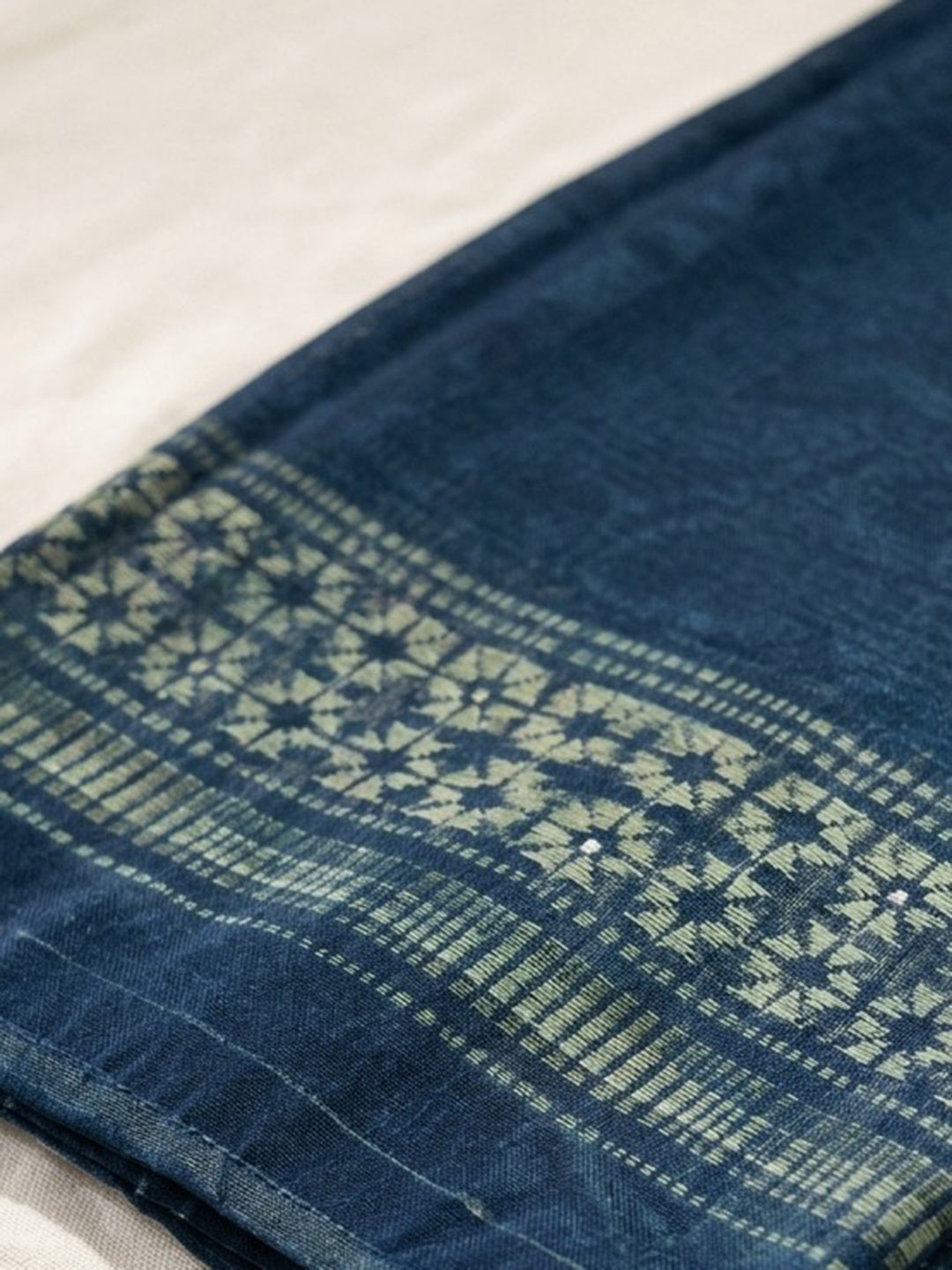 Indigo Printed Chanderi Unstitched Suit &amp; Pant With Chanderi Dupatta
