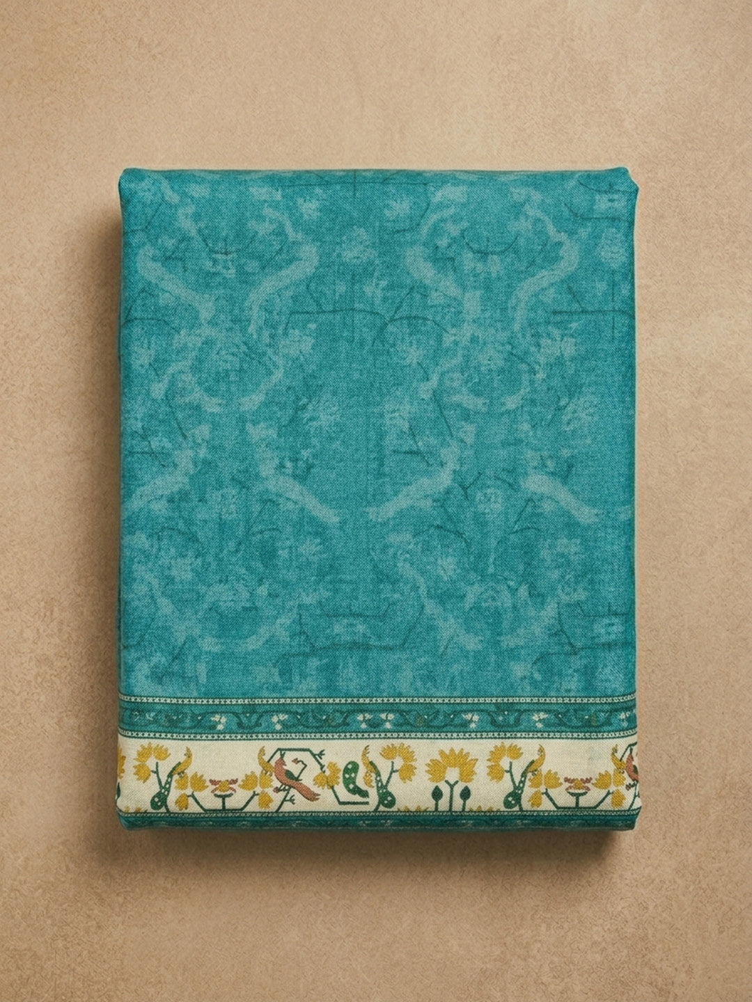 Blue Printed Chanderi Unstitched Suit &amp; Pant With Chanderi Dupatta