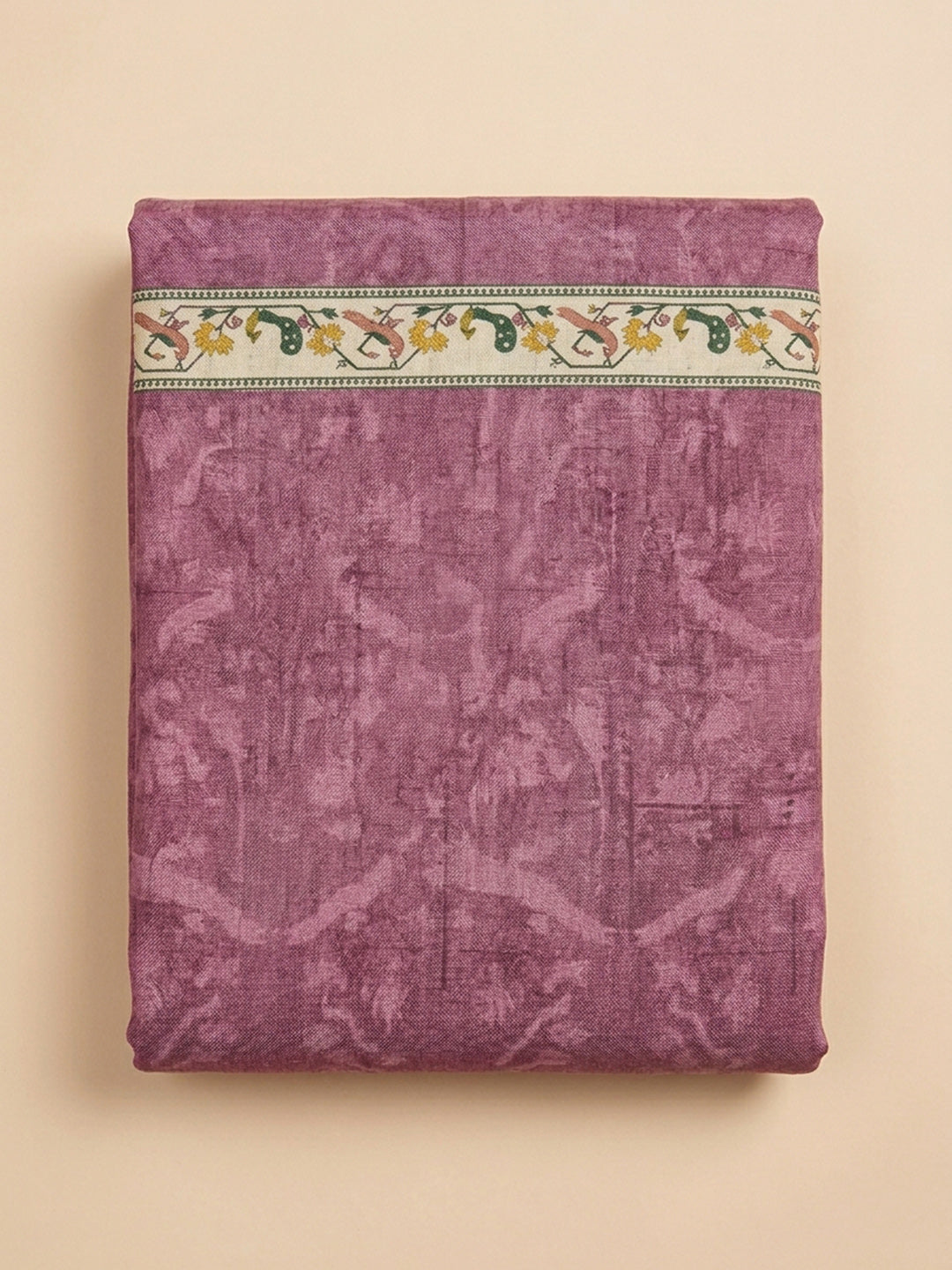 Lavender Printed Chanderi Unstitched Suit &amp; Pant With Chanderi Dupatta