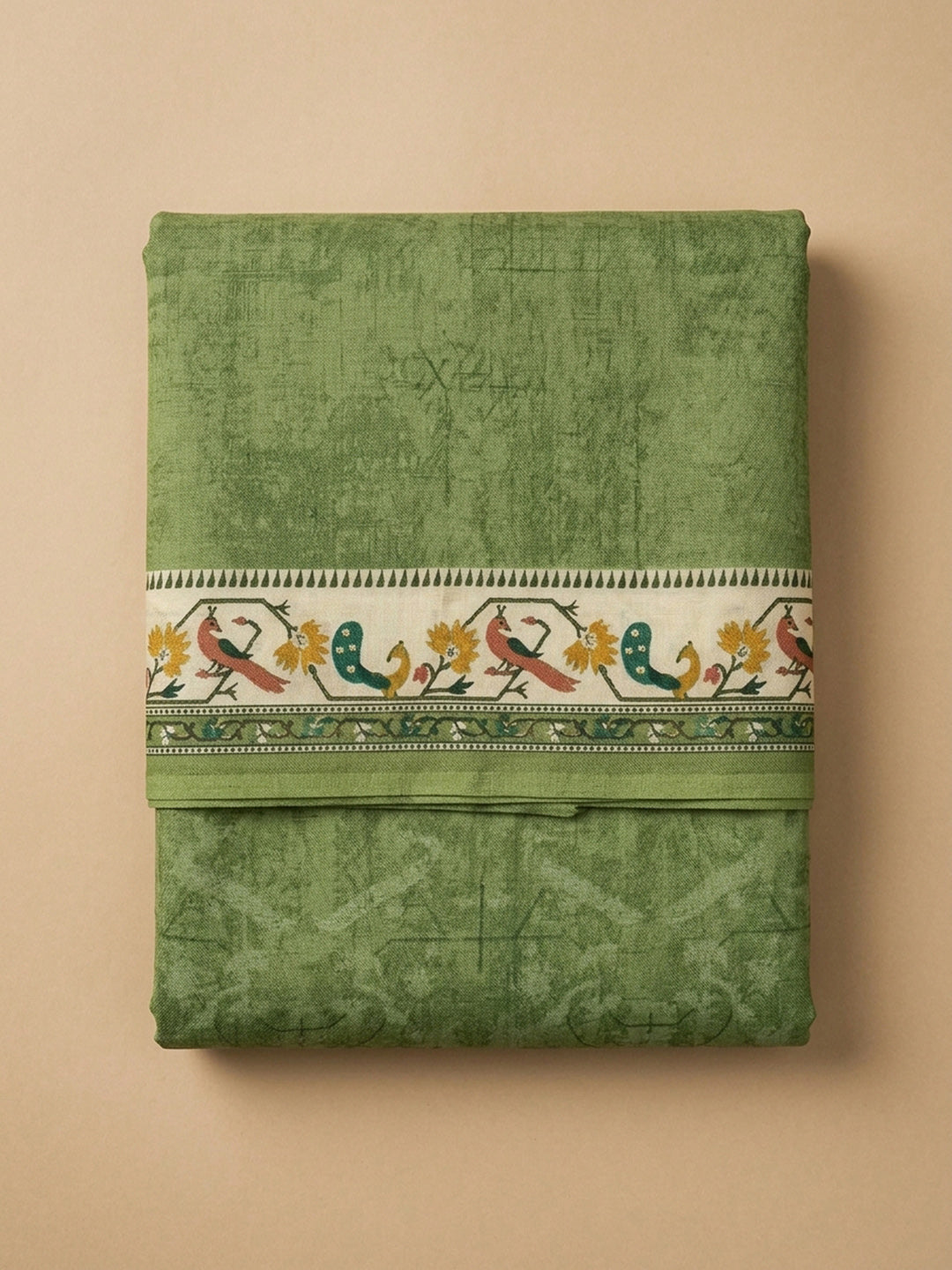 Mehndi Printed Chanderi Unstitched Suit &amp; Pant With Chanderi Dupatta