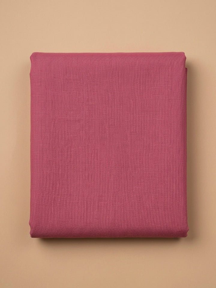 Onion Pink Printed Linen Blend Unstitched Suit &amp; Pant With Linen Dupatta