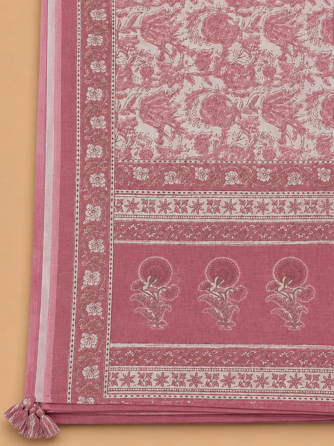 Pink Printed Cotton Blend Unstitched Dress Material