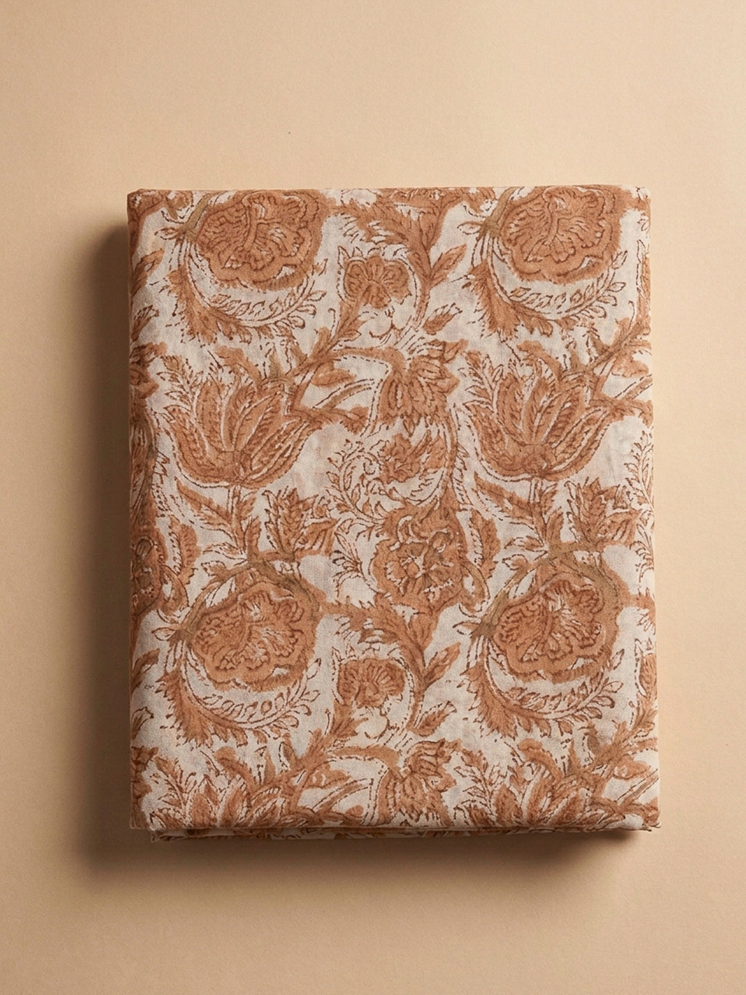 Rust Printed Cotton Blend Unstitched Dress Material