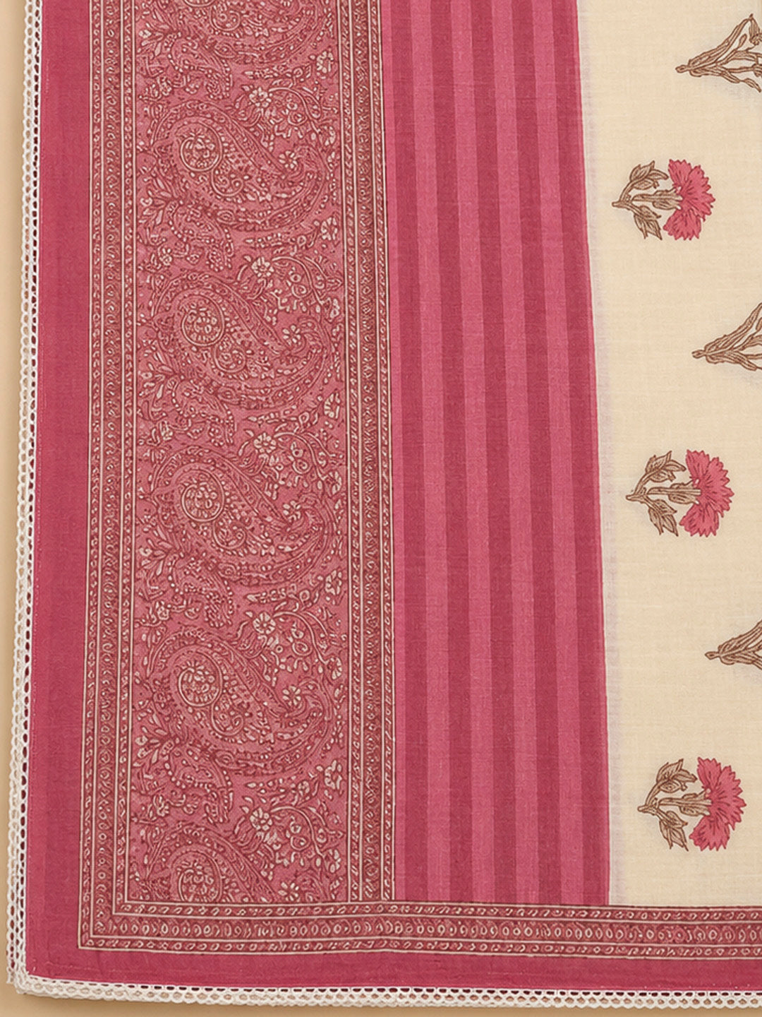 Onion Pink Printed Cotton Blend Unstitched Dress Material
