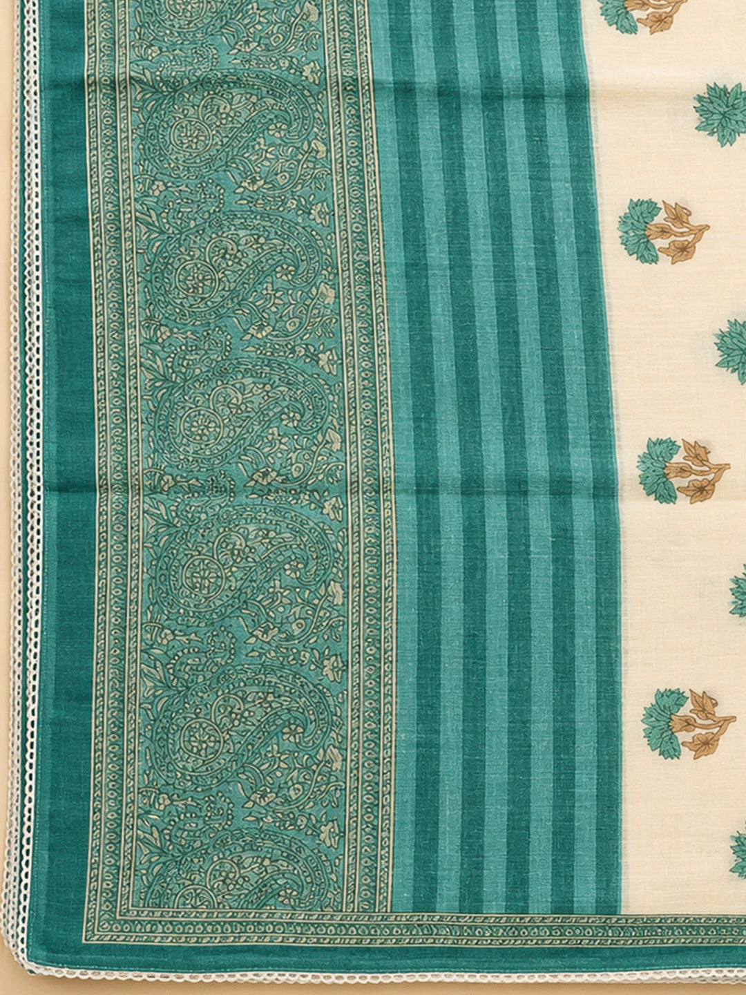 Rama Green Printed Cotton Blend Unstitched Dress Material