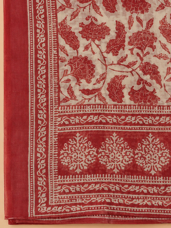 Hot Pink Chanderi Embroidered Unstitched Dress Material
