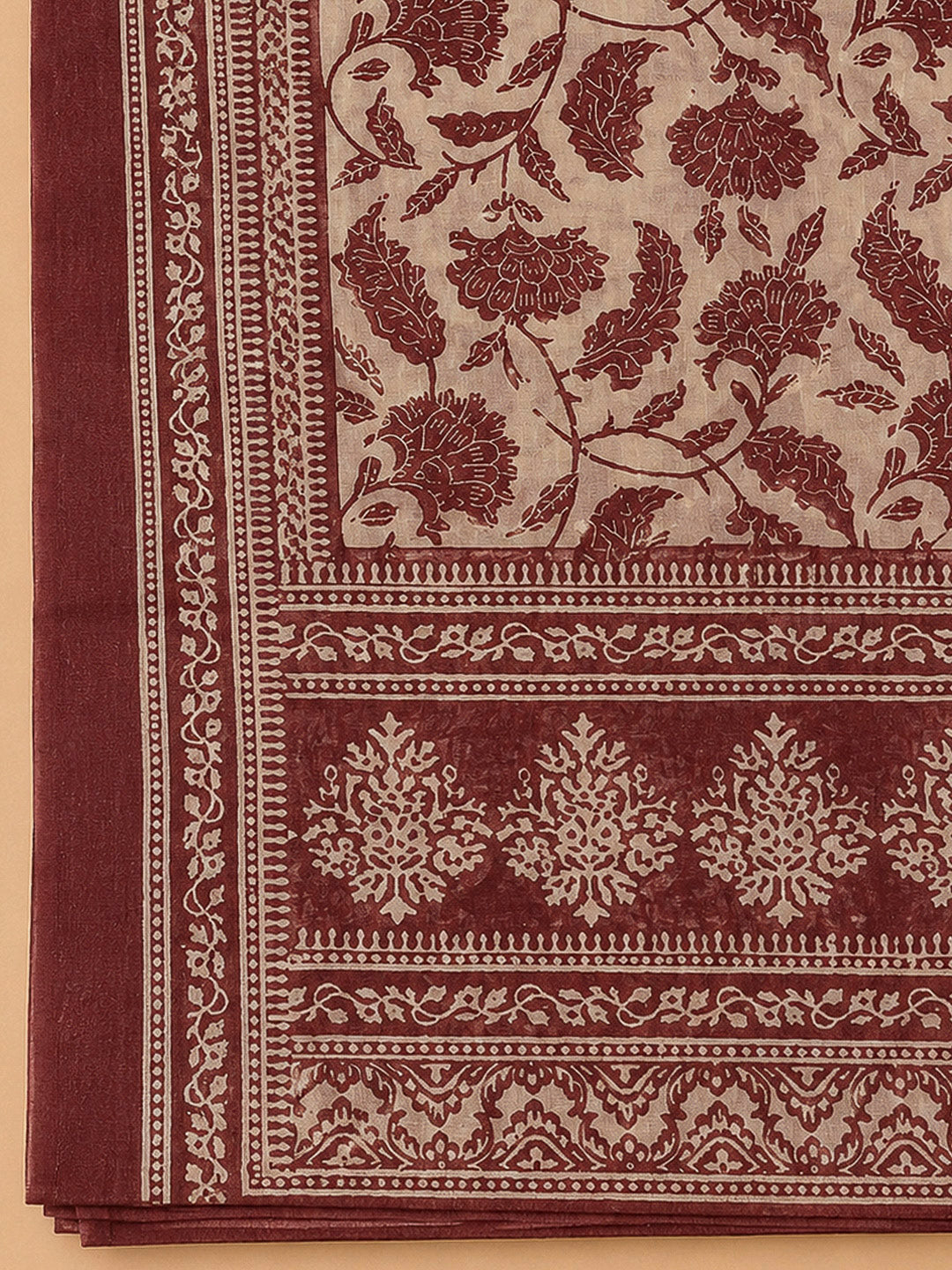 Maroon Chanderi Embroidered Unstitched Dress Material