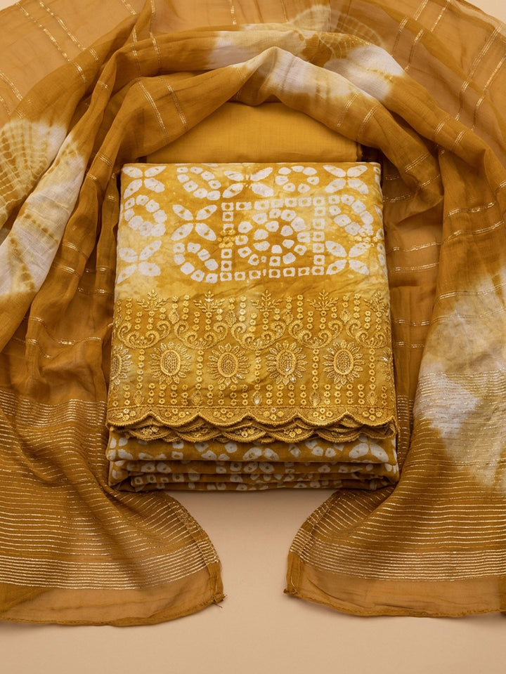 Mustard  Cotton Unstitched Dress Material