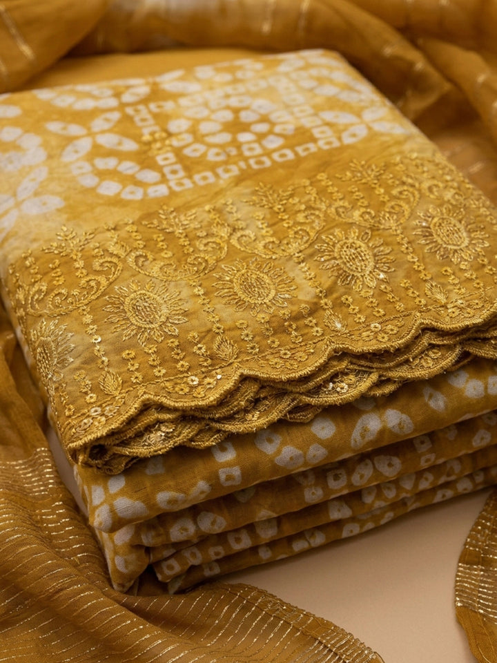 Mustard  Cotton Unstitched Dress Material