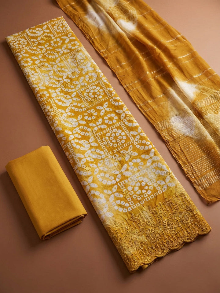 Mustard  Cotton Unstitched Dress Material