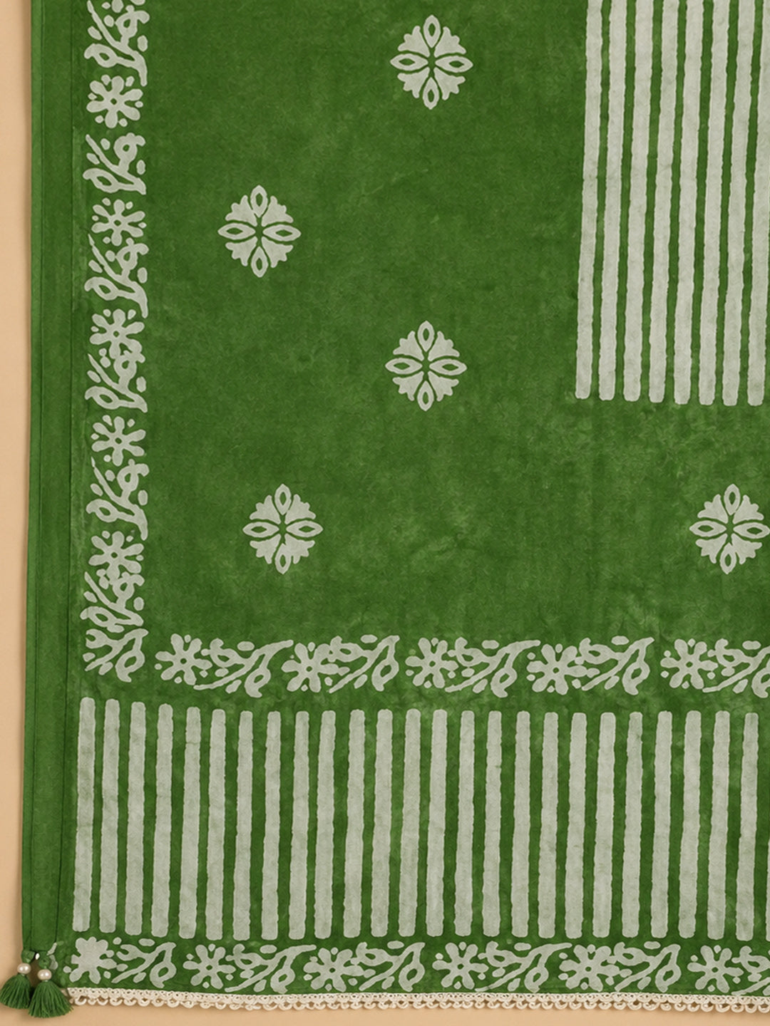 Green  Cotton Unstitched Dress Material