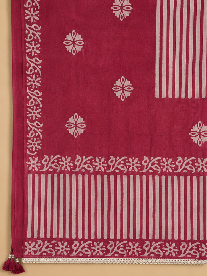 Hot Pink  Cotton Unstitched Dress Material