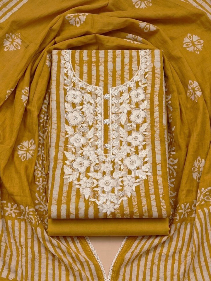 Mustard  Cotton Unstitched Dress Material