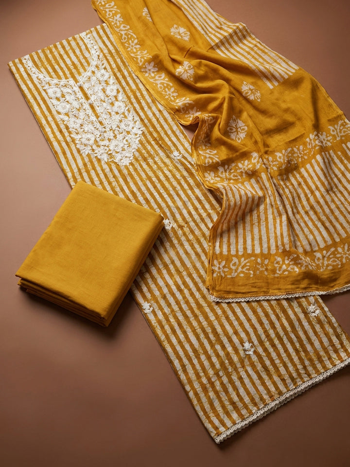 Mustard  Cotton Unstitched Dress Material