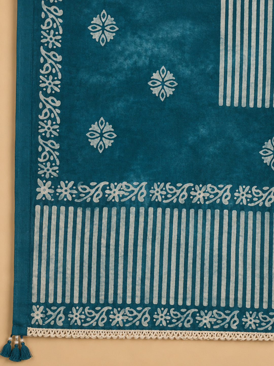 Teal Blue  Cotton Unstitched Dress Material