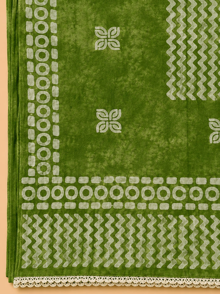 Green  Cotton Unstitched Dress Material