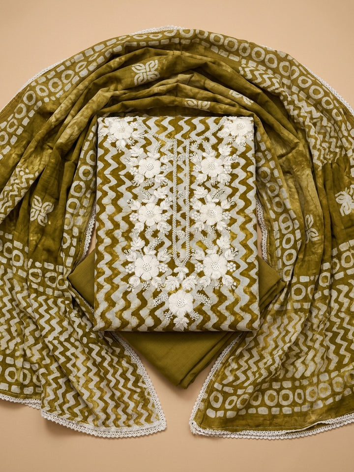 Mehndi  Cotton Unstitched Dress Material