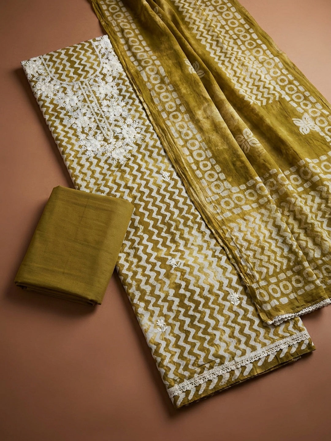 Mehndi  Cotton Unstitched Dress Material