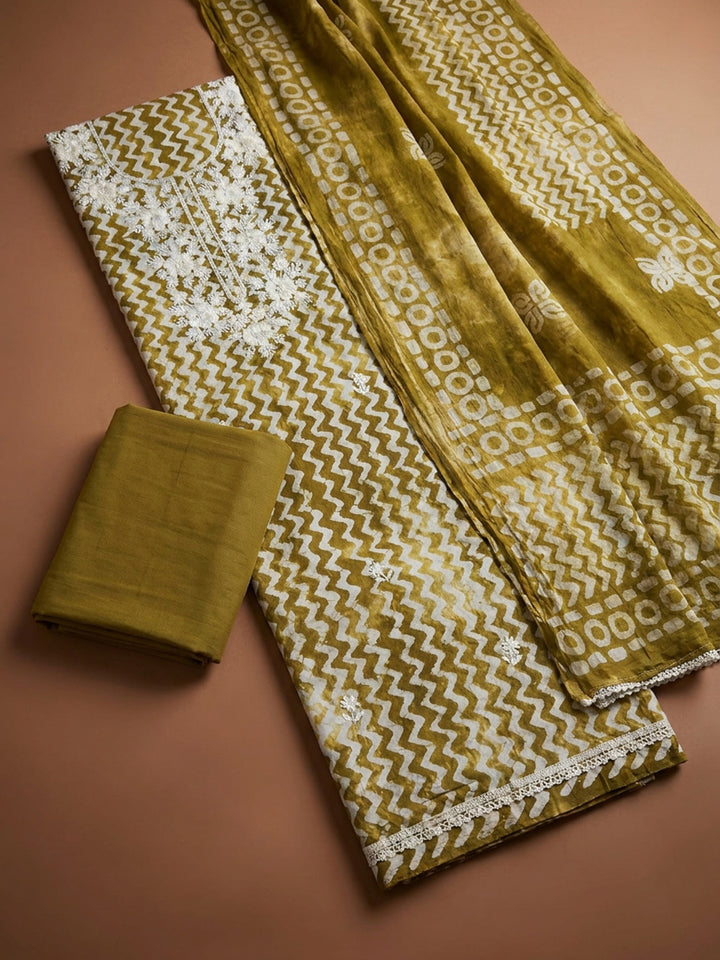 Mehndi  Cotton Unstitched Dress Material