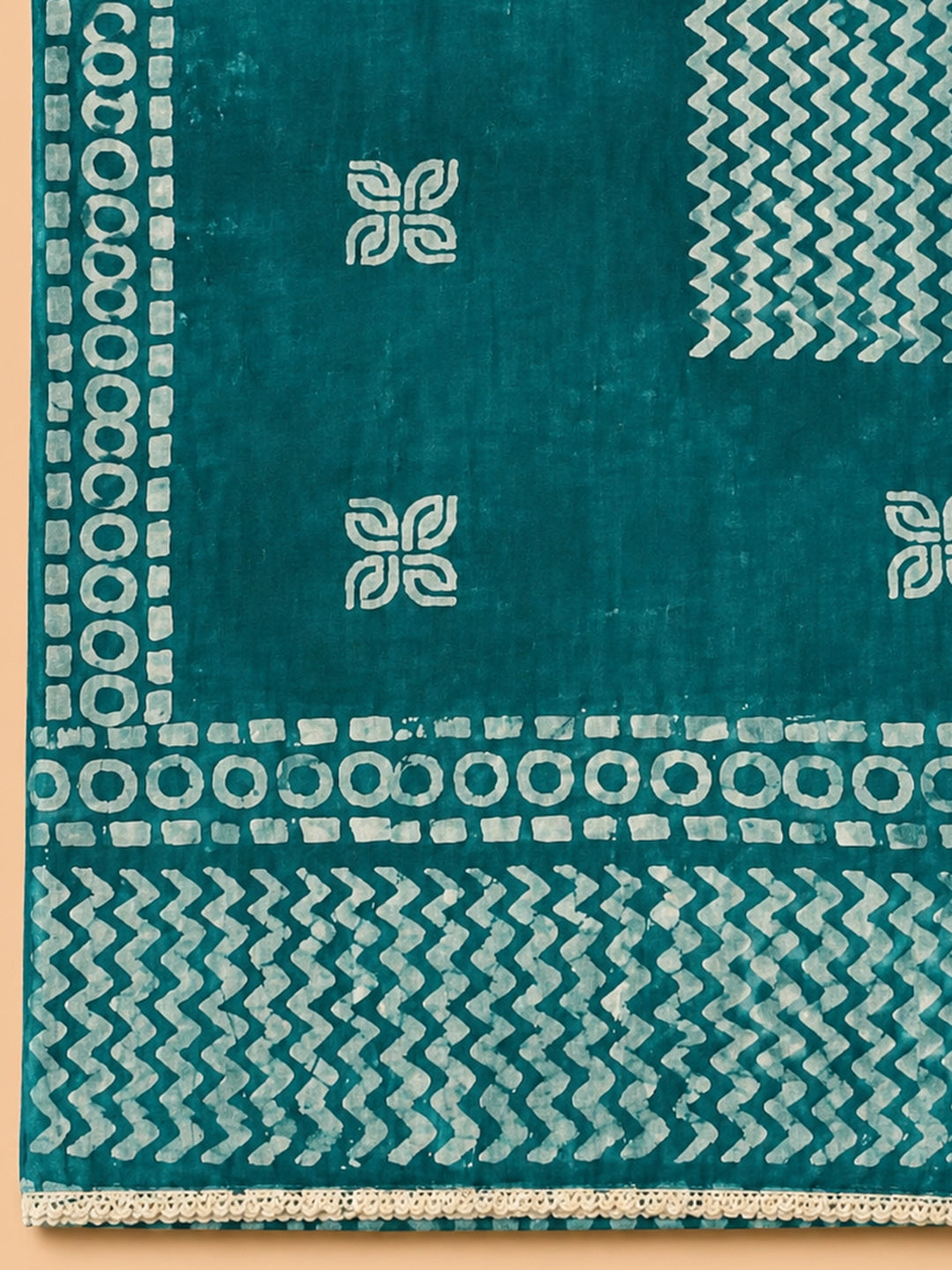 Teal Blue  Cotton Unstitched Dress Material