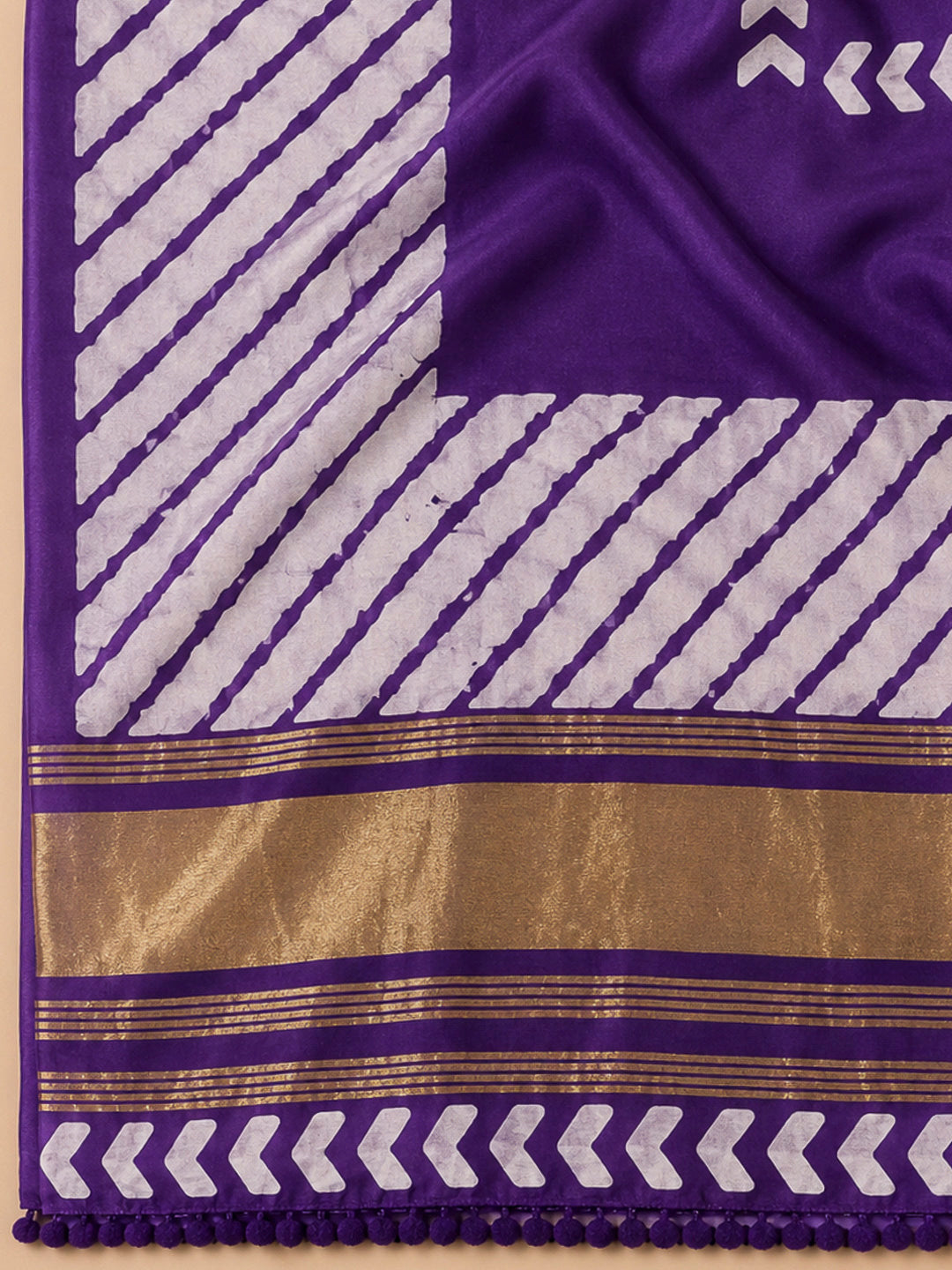 Purple Cotton Blend Printed Unstitched Dress Material